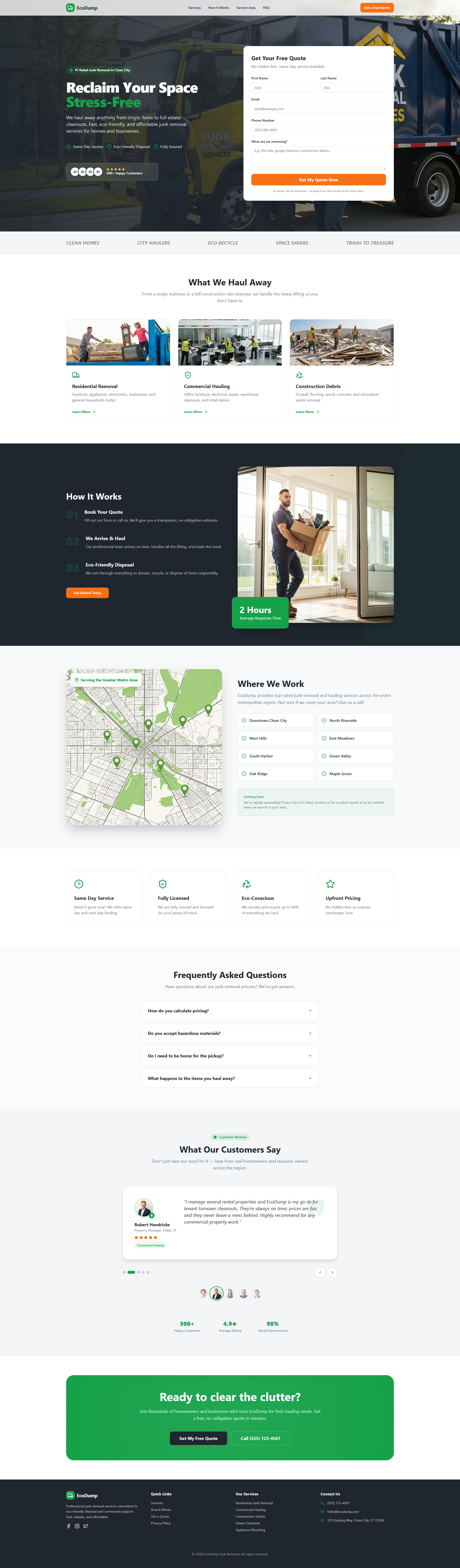 junk removal Landing Page Full View